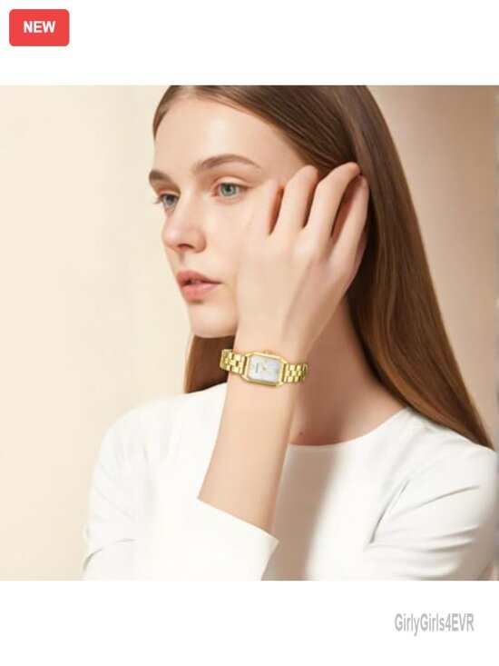 Women\'s Petite Gold Watch Waterproof Stainless Steel Band Analog Quartz Dress main image 4